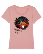 SUMMER VIBE - V5 Tricou mânecă scurtă guler larg fitted Damă Expresser