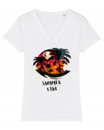 SUMMER VIBE - V6 Tricou mânecă scurtă guler V Damă Evoker