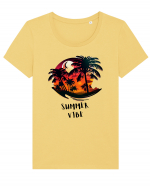 SUMMER VIBE - V6 Tricou mânecă scurtă guler larg fitted Damă Expresser