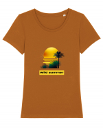 WILD SUMMER Tricou mânecă scurtă guler larg fitted Damă Expresser