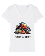 STORIES COME TO LIFE - V1 Tricou mânecă scurtă guler V Damă Evoker