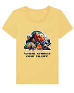 STORIES COME TO LIFE - V1 Tricou mânecă scurtă guler larg fitted Damă Expresser