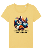 STORIES COME TO LIFE - V4 Tricou mânecă scurtă guler larg fitted Damă Expresser