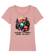 STORIES COME TO LIFE - V5 Tricou mânecă scurtă guler larg fitted Damă Expresser