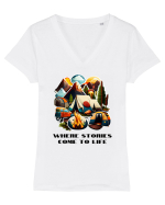 STORIES COME TO LIFE - V6 Tricou mânecă scurtă guler V Damă Evoker