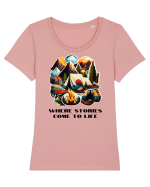 STORIES COME TO LIFE - V6 Tricou mânecă scurtă guler larg fitted Damă Expresser