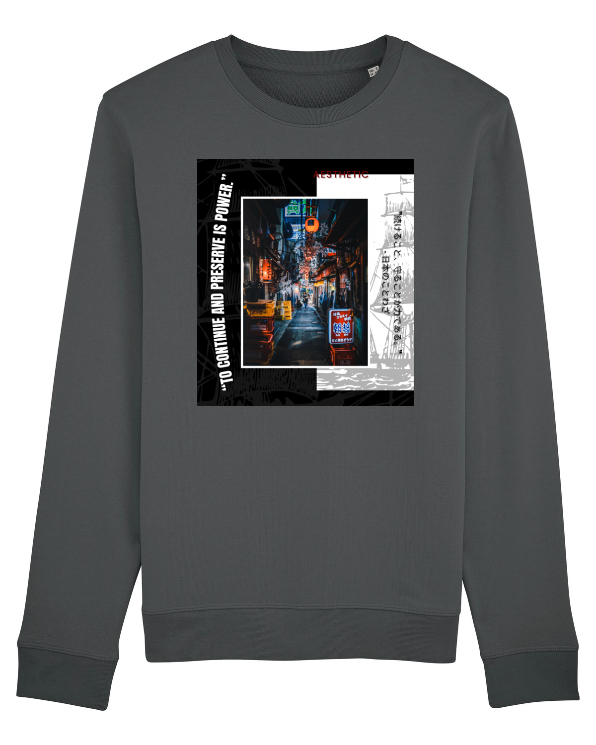 Bluză mânecă lungă Unisex Rise Anthracite