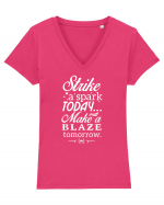 Make a blaze Tricou mânecă scurtă guler V Damă Evoker