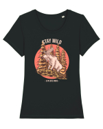 Stay Wild Explore More Tricou mânecă scurtă guler larg fitted Damă Expresser