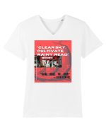 Clear Sky Cultivate Rainy Read Tricou mânecă scurtă guler V Bărbat Presenter