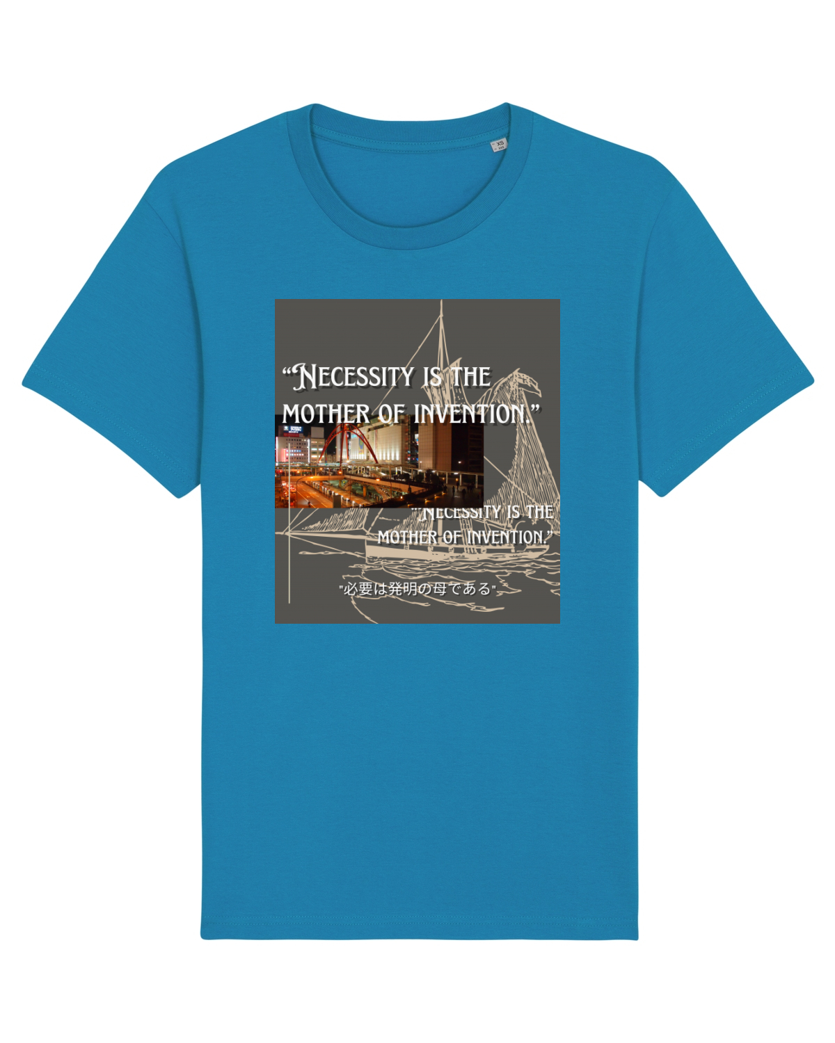 Tricou mânecă scurtă Unisex Rocker Azur