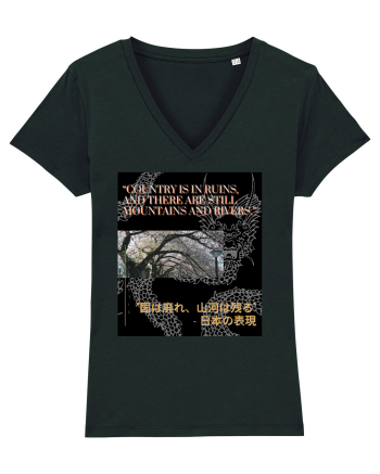 Country Is In Ruins And There Are Still Mountains And Rivers Black
