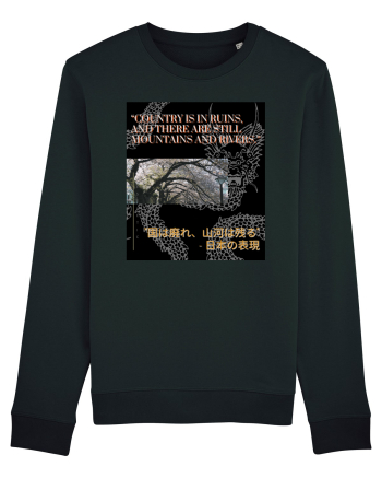 Country Is In Ruins And There Are Still Mountains And Rivers Black
