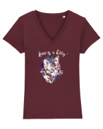 Love is a kitty Tricou mânecă scurtă guler V Damă Evoker