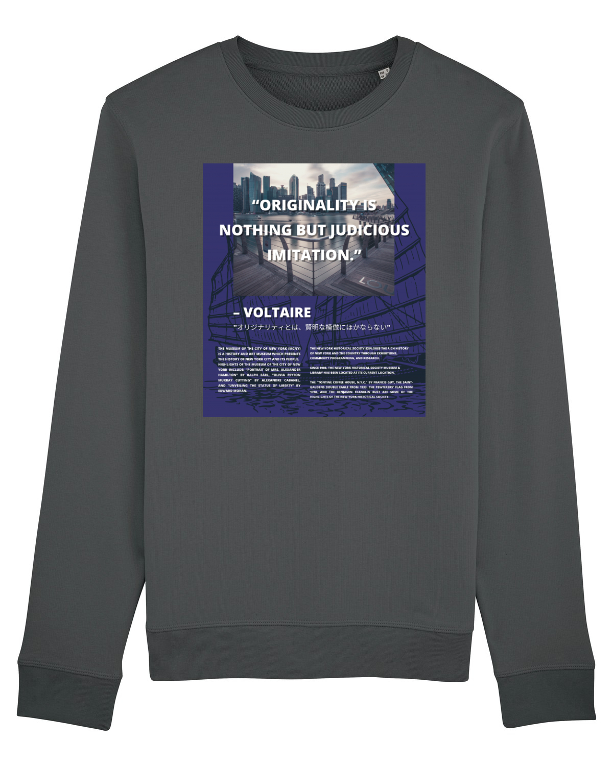 Bluză mânecă lungă Unisex Rise Anthracite