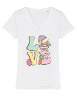 de Paște - Easter eggs love Tricou mânecă scurtă guler V Damă Evoker