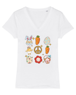 de Paște - Easter flower power Tricou mânecă scurtă guler V Damă Evoker