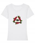 Rose Eye Tricou mânecă scurtă guler larg fitted Damă Expresser