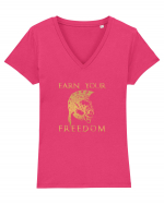 Freedom earn. Tricou mânecă scurtă guler V Damă Evoker