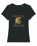 Freedom earn. Tricou mânecă scurtă guler larg fitted Damă Expresser