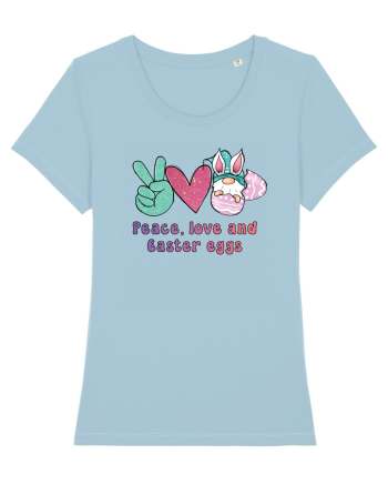 de Paște - Peace love and easter eggs Sky Blue