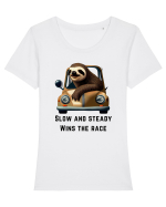 SLOW AND STEADY - V1 Tricou mânecă scurtă guler larg fitted Damă Expresser
