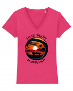 LET THE SUNSET BE YOUR GUIDE - V1 Tricou mânecă scurtă guler V Damă Evoker