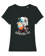 Space Easter - Eggstraterestrial vibes Tricou mânecă scurtă guler larg fitted Damă Expresser