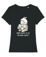 Space Easter - Hoppy Easter to all the space cadets Tricou mânecă scurtă guler larg fitted Damă Expresser