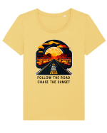 FOLLOW THE ROAD - V1 Tricou mânecă scurtă guler larg fitted Damă Expresser