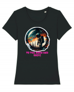 TO THE MOON AND BACK! Tricou mânecă scurtă guler larg fitted Damă Expresser