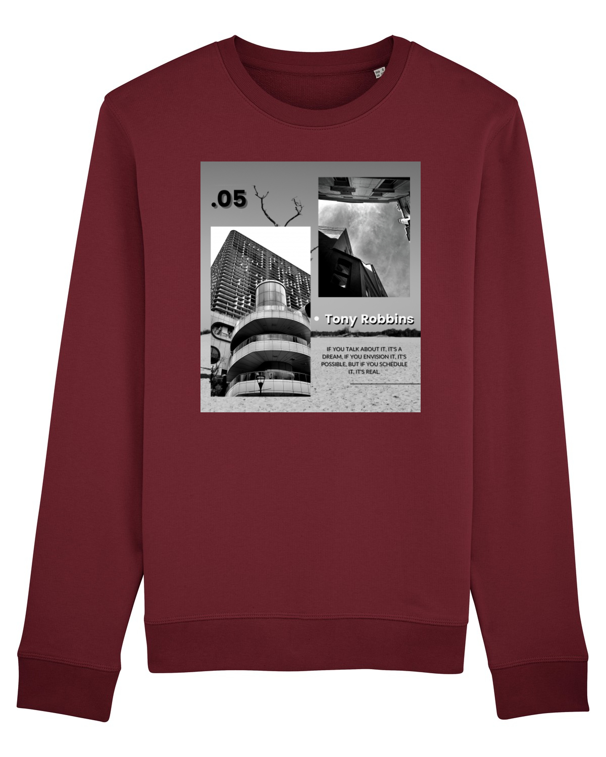 Bluză mânecă lungă Unisex Rise Burgundy