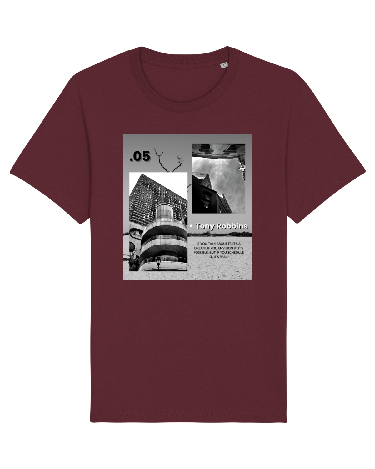 Tricou mânecă scurtă Unisex Rocker Burgundy