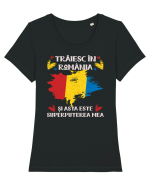 Trăiesc în România - v2 - grunge Tricou mânecă scurtă guler larg fitted Damă Expresser