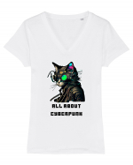 ALL ABOUT CYBERPUNK - V7 Tricou mânecă scurtă guler V Damă Evoker