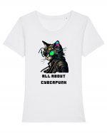 ALL ABOUT CYBERPUNK - V7 Tricou mânecă scurtă guler larg fitted Damă Expresser