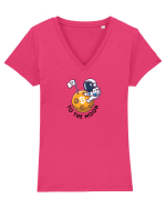 To the moon - Bitcoin Tricou mânecă scurtă guler V Damă Evoker