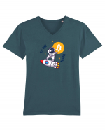 Bitcoin - To the moon  Tricou mânecă scurtă guler V Bărbat Presenter