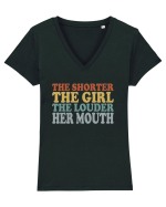 THE SHORTER THE GIRL THE LOUDER HER MOUTH Tricou mânecă scurtă guler V Damă Evoker
