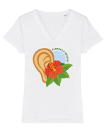 Floare la ureche Tricou mânecă scurtă guler V Damă Evoker