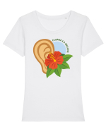 Floare la ureche Tricou mânecă scurtă guler larg fitted Damă Expresser
