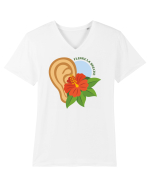 Floare la ureche Tricou mânecă scurtă guler V Bărbat Presenter