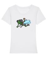 Cu musca Tricou mânecă scurtă guler larg fitted Damă Expresser