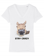 Stay crazy Tricou mânecă scurtă guler V Damă Evoker