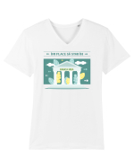 Îmi place să stau în banca mea - v2 Tricou mânecă scurtă guler V Bărbat Presenter