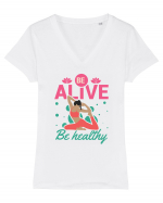 Be Alive be Healthy Tricou mânecă scurtă guler V Damă Evoker