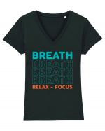 Breath Relax Focus Tricou mânecă scurtă guler V Damă Evoker