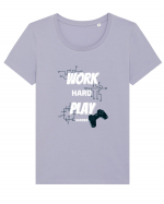 Work Hard Play Harder Tricou mânecă scurtă guler larg fitted Damă Expresser