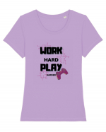 Work Hard Play Harder Tricou mânecă scurtă guler larg fitted Damă Expresser