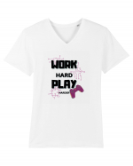 Work Hard Play Harder Tricou mânecă scurtă guler V Bărbat Presenter